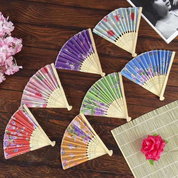 Веер складной «Цветы», h=21 см, рисунок МИКС