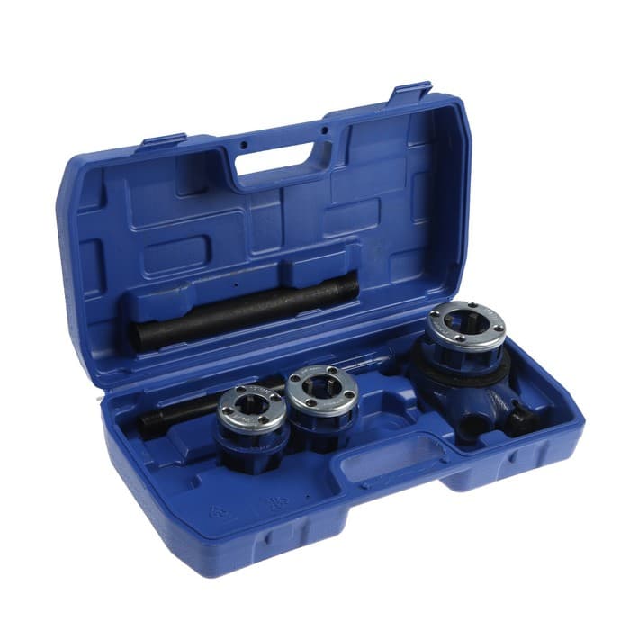 Набор клуппов трубных ТУНДРА, 1/2"-3/4-1 + трещотка, рукоять, удлинитель, 6 предметов