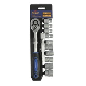 Набор торцевых головок ТУНДРА, трещотка, CrV, 1/2", 10 - 24 мм, 12 предметов