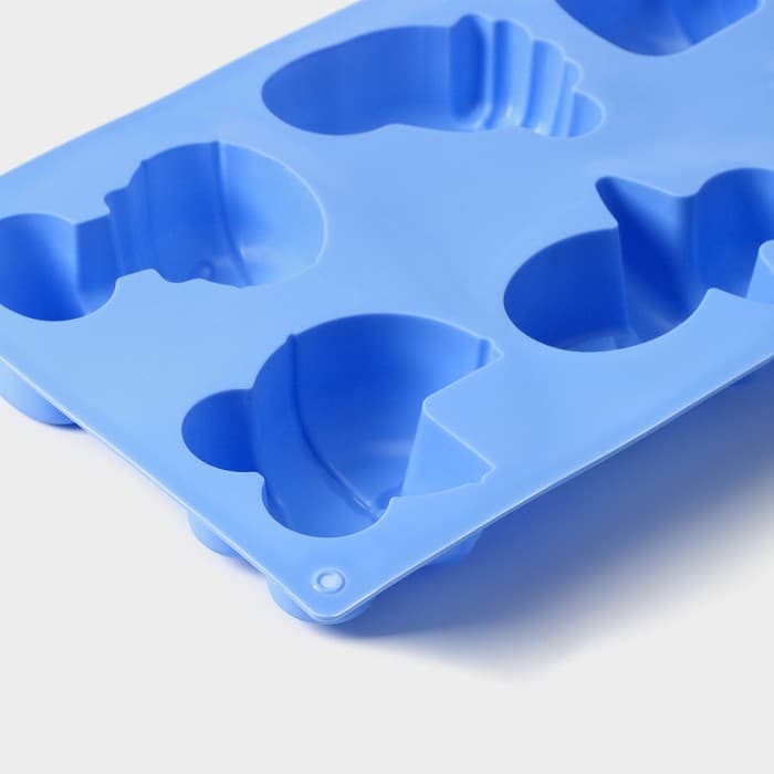 Форма для выпечки Доляна «Праздник.Для новорожденных», силикон, 28.5×16.5 см, 6 ячеек (8×5.7 см), голубая