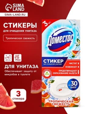 Стикер для очищения унитаза Domestos «Тропическая свежесть», 3 шт., 10 г
