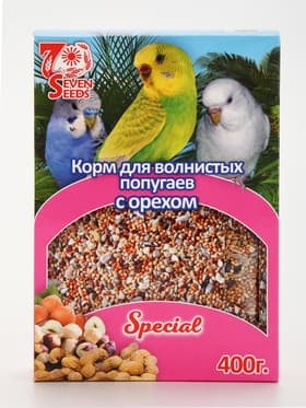 Корм Seven Seeds Special для волнистых попугаев, с орехом, 400 г