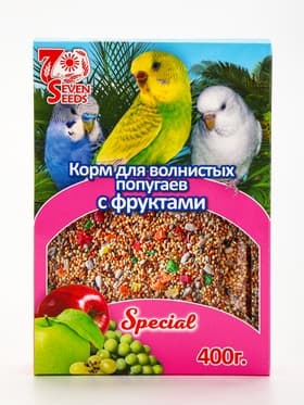 Корм Seven Seeds Special для волнистых попугаев, с фруктами, 400 г