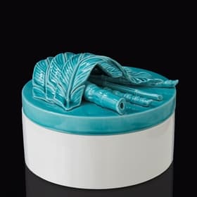 Шкатулка «Перо», 18×18×13 см, керамика, бело-бирюзовая