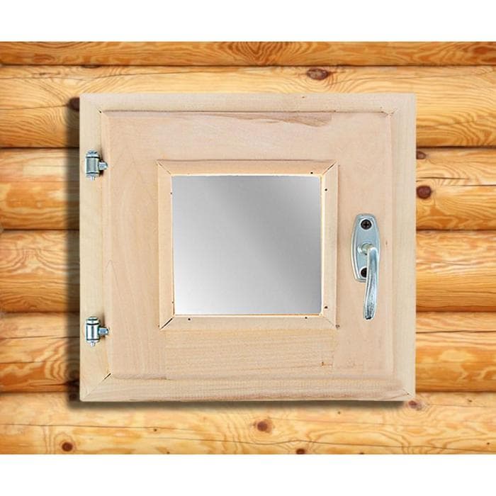 Окно деревянное для бани, 30×30 см, двойное стекло, «Добропаровъ»