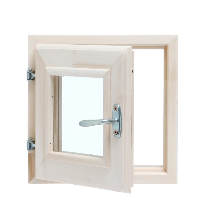 Окно деревянное для бани, 30×30 см, двойное стекло, «Добропаровъ»