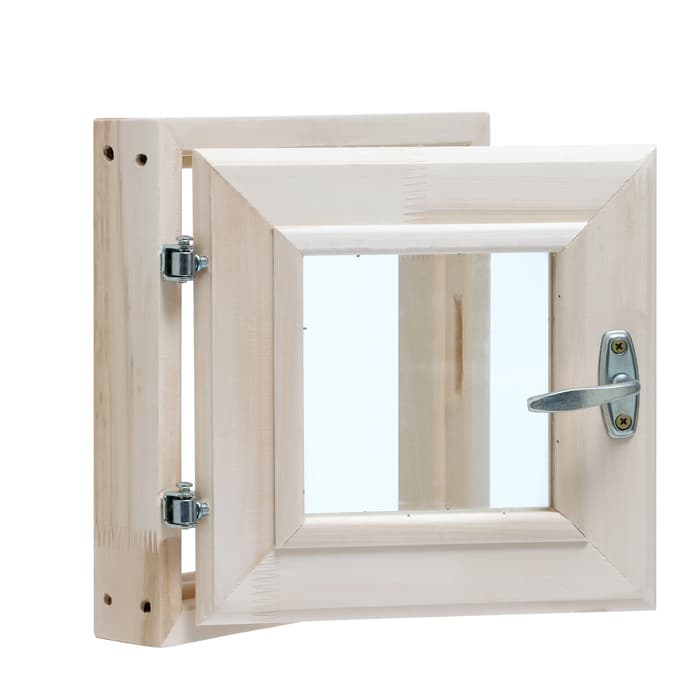 Окно деревянное для бани, 30×30 см, двойное стекло, «Добропаровъ»