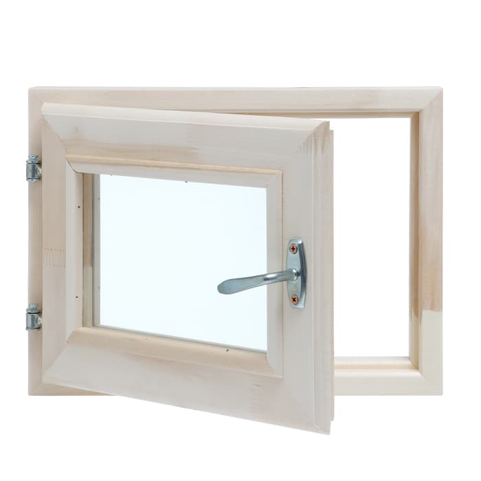 Окно в баню, деревянное, 40×30 см, липа, двойное стекло, «Добропаровъ»