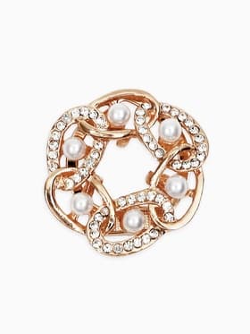 Зажим для платка «Звенья», с жемчужиной, белый в золоте