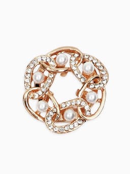 Зажим для платка «Звенья», с жемчужиной, белый в золоте