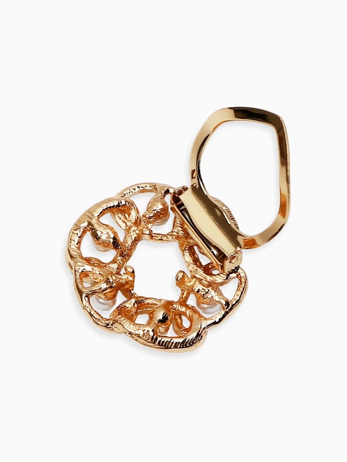 Зажим для платка «Звенья», с жемчужиной, белый в золоте