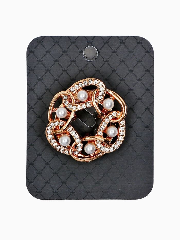 Зажим для платка «Звенья», с жемчужиной, белый в золоте