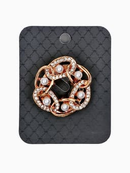 Зажим для платка «Звенья», с жемчужиной, белый в золоте