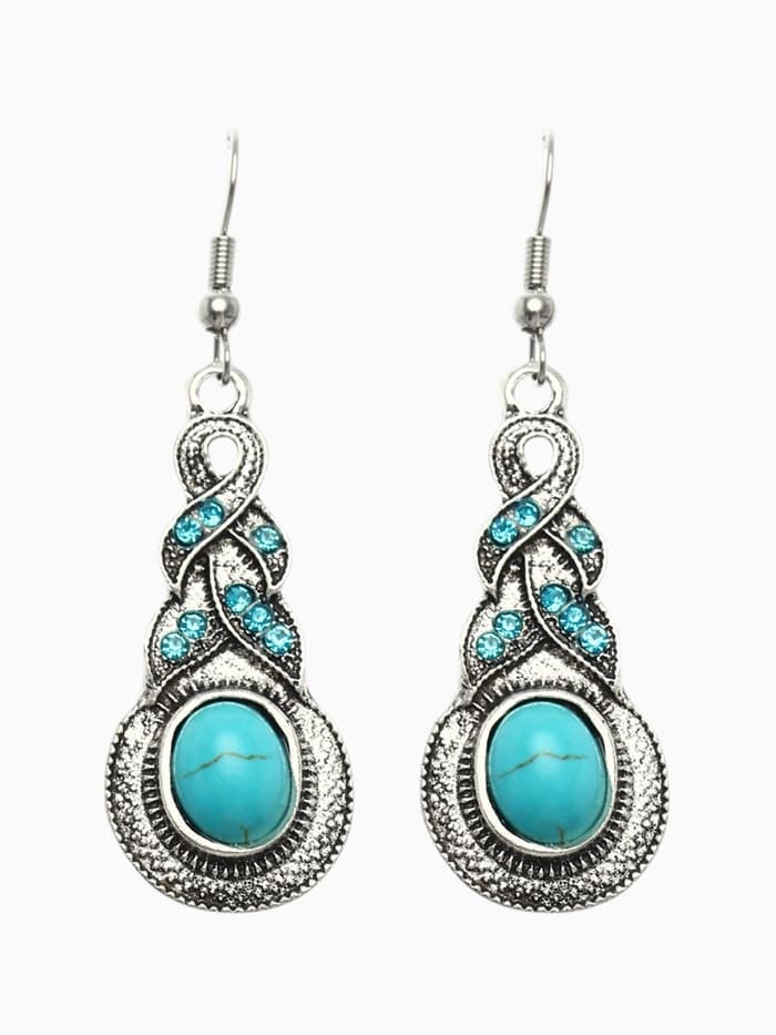 Серьги «Бирюзовый мир», коса, голубые в чернёном серебре