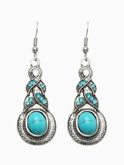 Серьги «Бирюзовый мир», коса, голубые в чернёном серебре