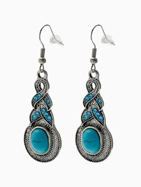 Серьги «Бирюзовый мир», коса, голубые в чернёном серебре