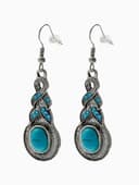 Серьги «Бирюзовый мир», коса, голубые в чернёном серебре