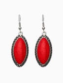 Серьги под натуральный камень «Натурель» эллипс, красные в чернёном серебре