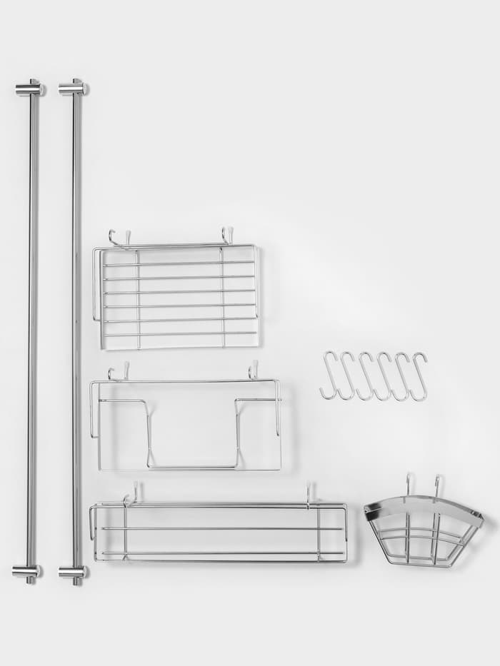 Рейлинговая система для кухни Доляна, базовый набор, 16 предметов