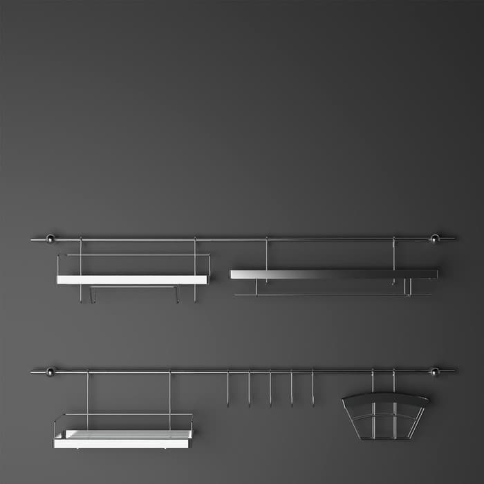 Рейлинговая система для кухни Доляна, базовый набор, 16 предметов