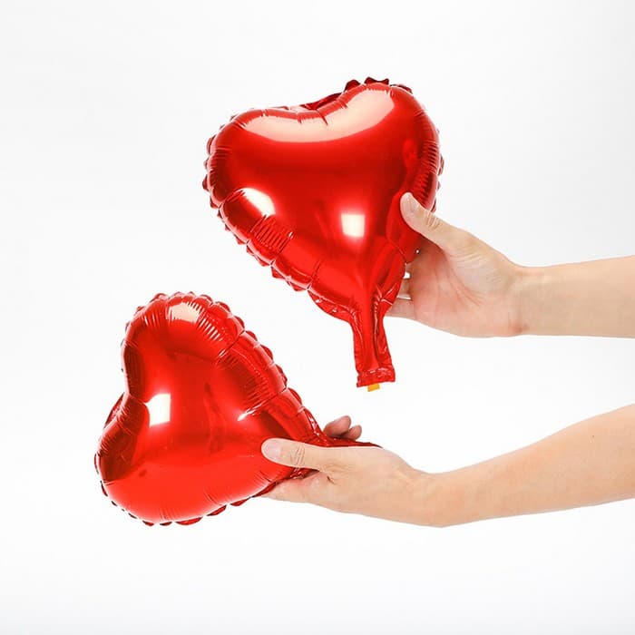 Воздушный шар фольгированный 10" «Сердце», с палочкой, красный