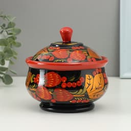 Сахарница дерево хохлома «Большая», 15×10 см