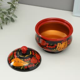 Сахарница дерево хохлома «Большая», 15×10 см