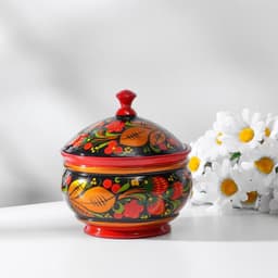 Сахарница дерево хохлома «Большая», 15×10 см