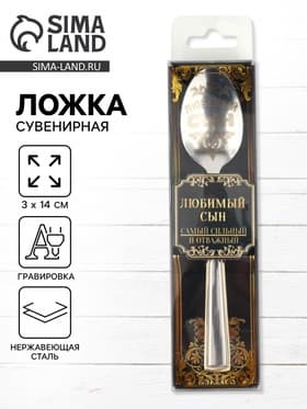 Ложка чайная с гравировкой «Любимый сын», в подарочной коробке, 3×14 см