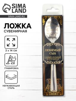 Ложка чайная с гравировкой «Любимый сын», в подарочной коробке, 3×14 см