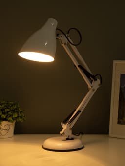 Лампа настольная Е27 60 Вт «Валли» белая шарнирная 43×21×14.5 см RISALUX