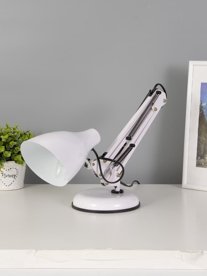 Лампа настольная Е27 60 Вт «Валли» белая шарнирная 43×21×14.5 см RISALUX