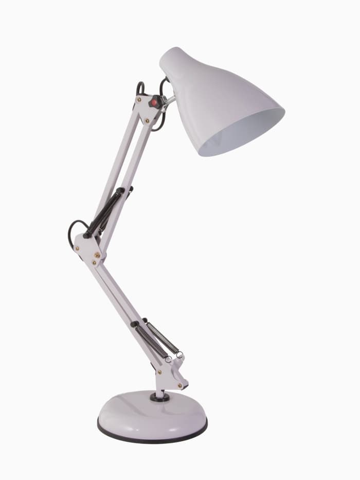 Лампа настольная Е27 60 Вт «Валли» белая шарнирная 43×21×14.5 см RISALUX
