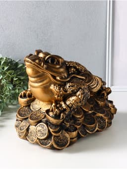 Копилка для денег «Лягушка на монетах», гипс, 25×35 см