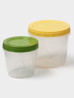 Набор контейнеров с закручивающимися крышками Полимербыт, пластик, 2 шт.: 500 мл, 1 л, прозрачные, крышки МИКС