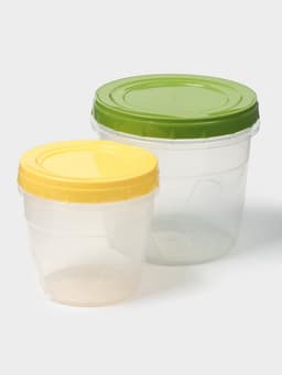 Набор контейнеров с закручивающимися крышками Полимербыт, пластик, 2 шт.: 500 мл, 1 л, прозрачные, крышки МИКС