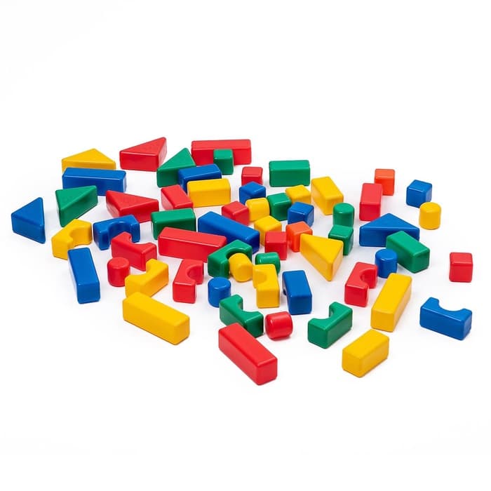 Кубики детские, пластиковые, цветные, 60 штук, 4×4 см