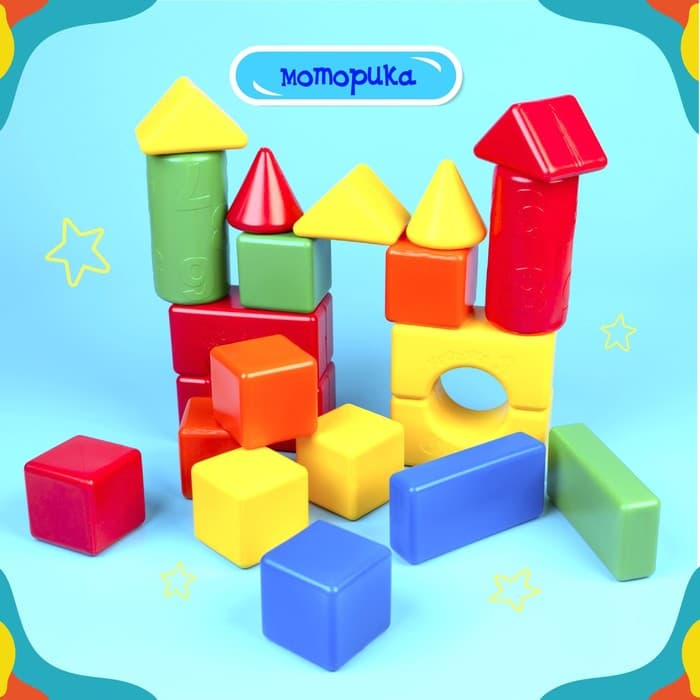 Кубики детские, пластиковые, цветные, 21 штука, 6×6 см