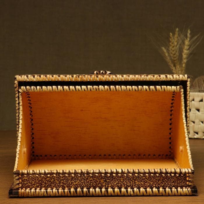 Хлебница с крышкой «Лилии», 32×25×19 см, береста