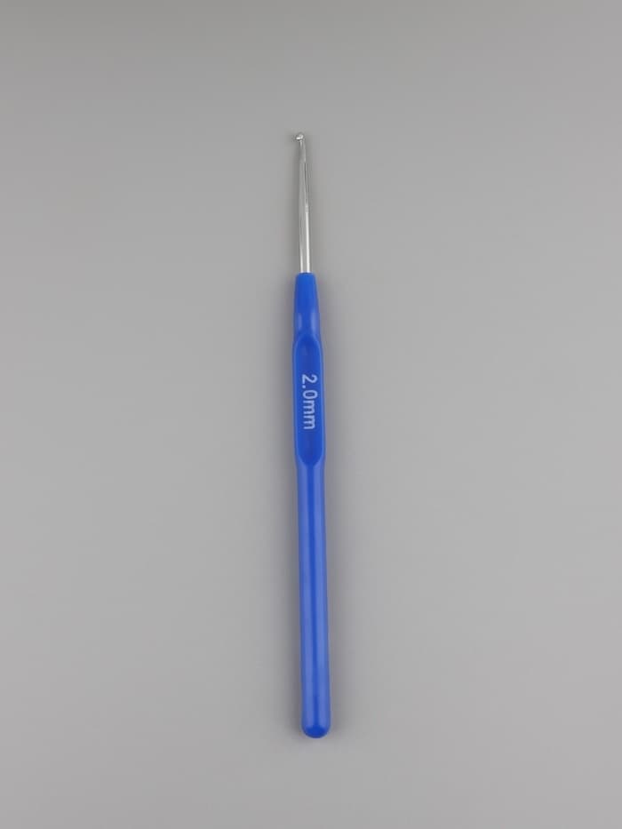 Крючок для вязания, с пластиковой ручкой, d=2 мм, 13.5 см, синий