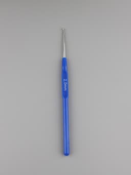 Крючок для вязания, с пластиковой ручкой, d=2 мм, 13.5 см, синий