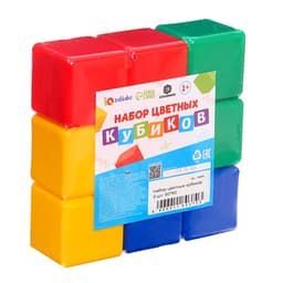 Кубики детские, пластиковые, цветные, 9 штук, 6×6 см
