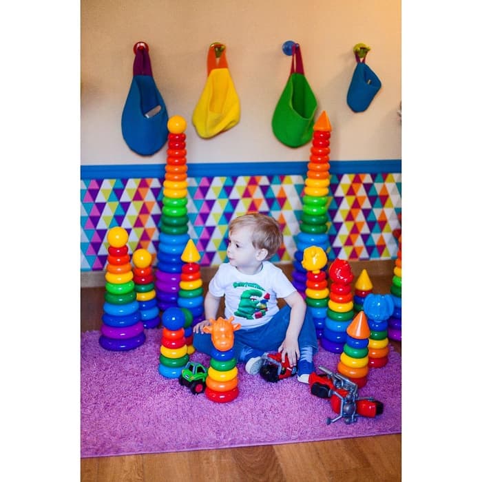 Пирамидка детская большая «Гигант», пластик, 20 колец с шаром, 87 см