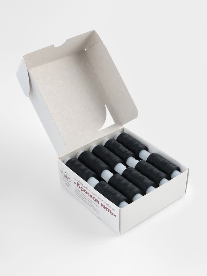 Нитки 40ЛШ, 200 м, чёрные №115