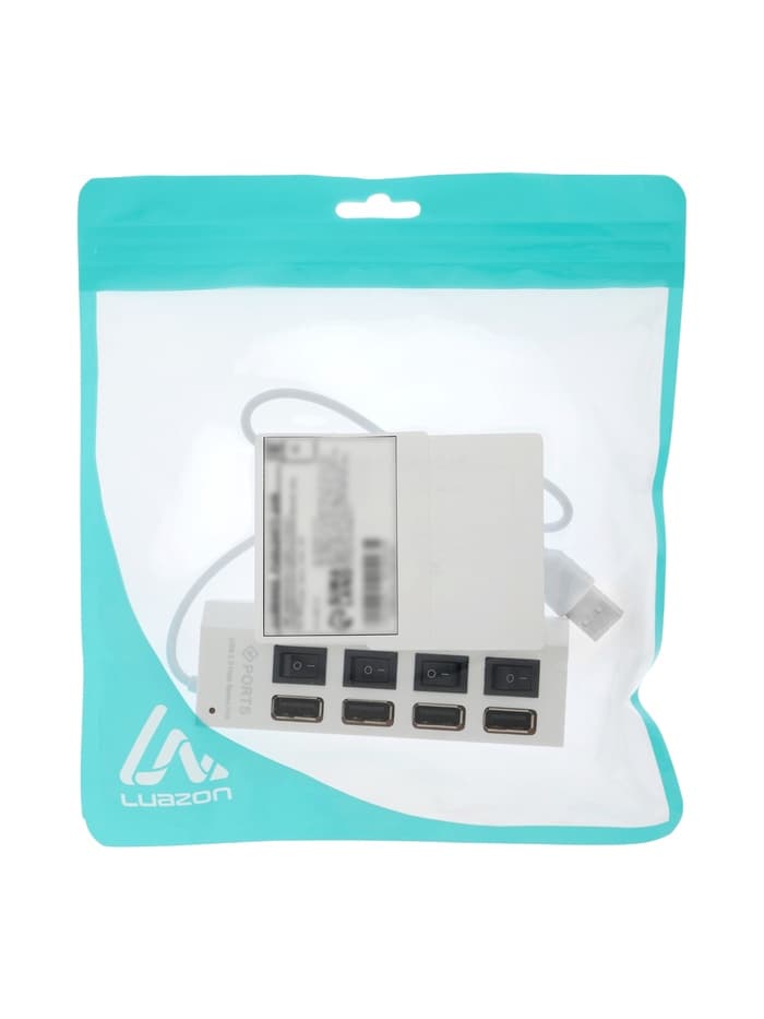 USB-разветвитель Luazon, 4 порта с индивидуальными выключателями, белый