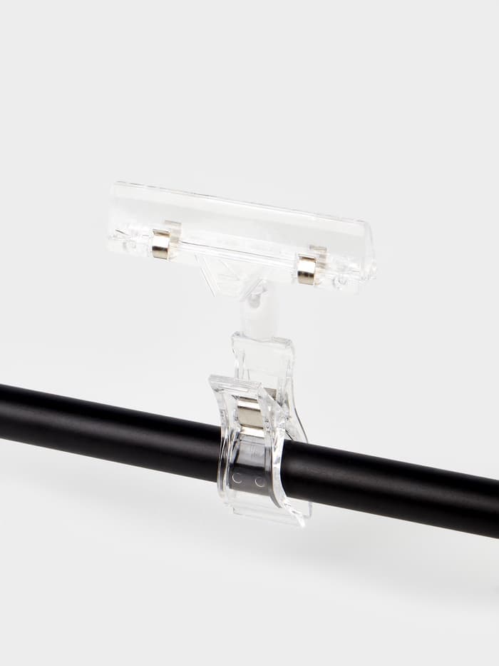 Ценникодержатель с зажимом, d=2 см, 8×2.7×10.6 см, прозрачный