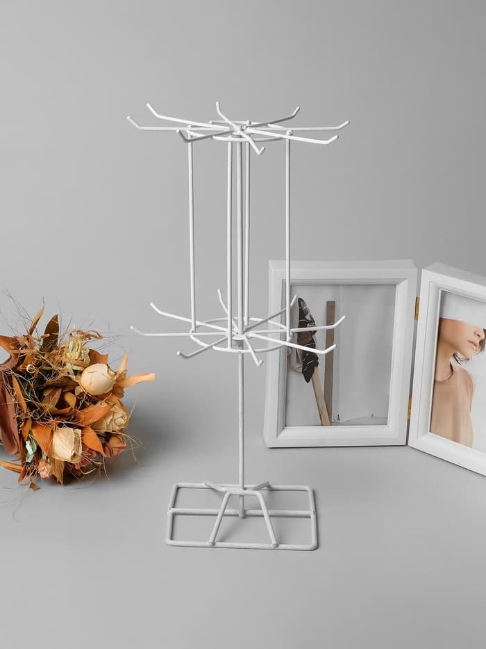 Вертушка, 2 яруса по 8 крючков, 13×13×40 см, белая