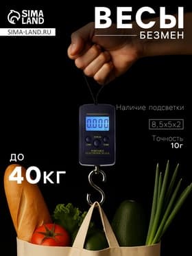 Весы-безмен Luazon LV-403, электронные, до 40 кг, точность до 10 г, подсветка, тёмно-синие