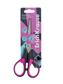 Ножницы ErichKrause Standard+, 17 см, с улучшенной двойной заточкой, ручки с противоскользящими резиновыми вставками, МИКС