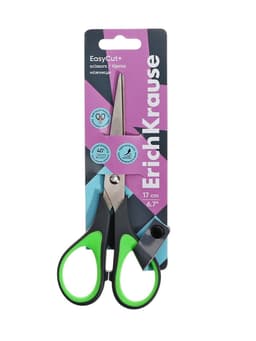 Ножницы ErichKrause Standard+, 17 см, с улучшенной двойной заточкой, ручки с противоскользящими резиновыми вставками, МИКС